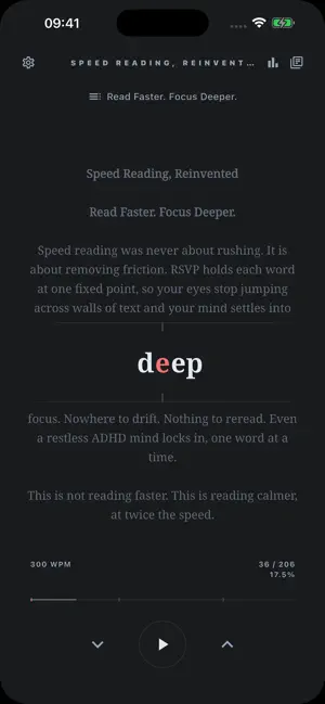 Stasis: RSVP Speed Reader screenshot 2