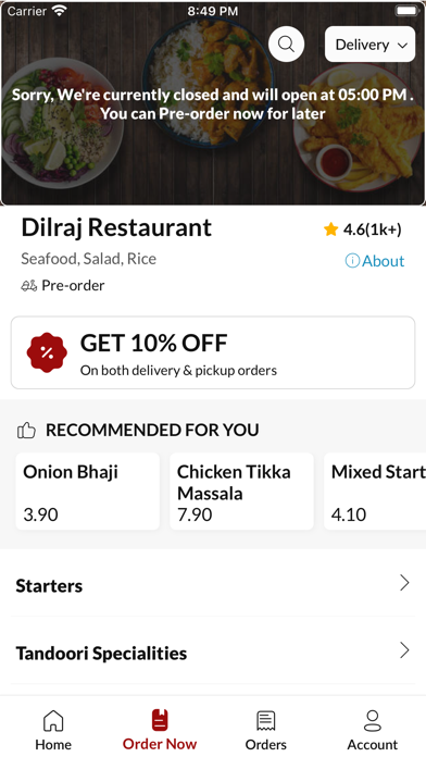 Dilraj Restaurant. Screenshot