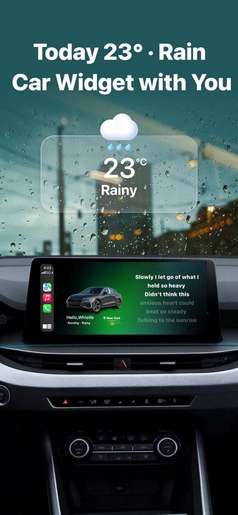 MyCar Widgets - PlayLyrics - Users can experience a richer drive with the app's real-time lyrics display and integrated weather updates, seamlessly blending entertainment and utility.