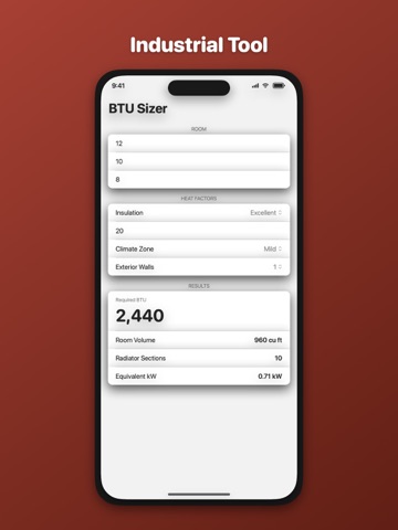 BTU Calculator: Room Heater iPad screenshot