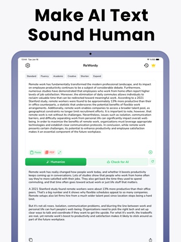 Paraphrase Tool: ReWordy iPad screenshot