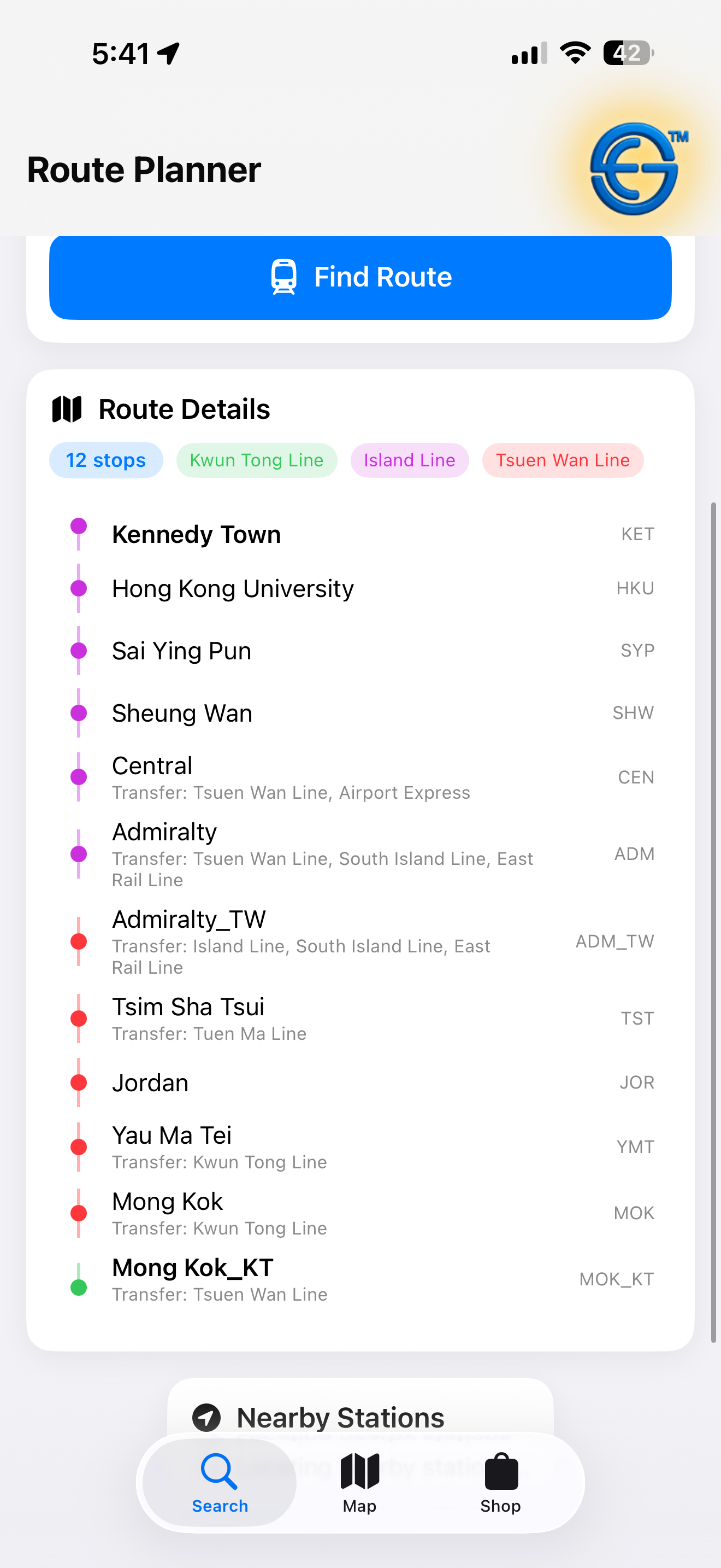 EGK MTR App screenshot 5