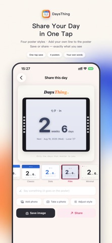 DaysThing - Countdown & Days iPhone screenshot