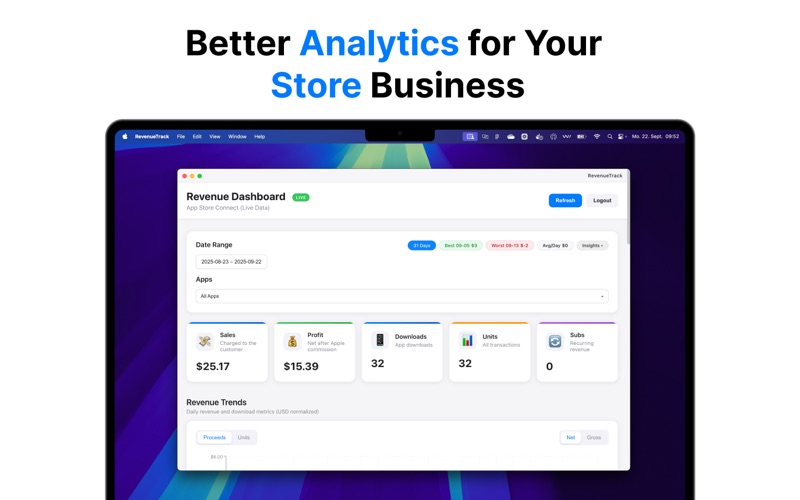 RevenueTrack app screenshot