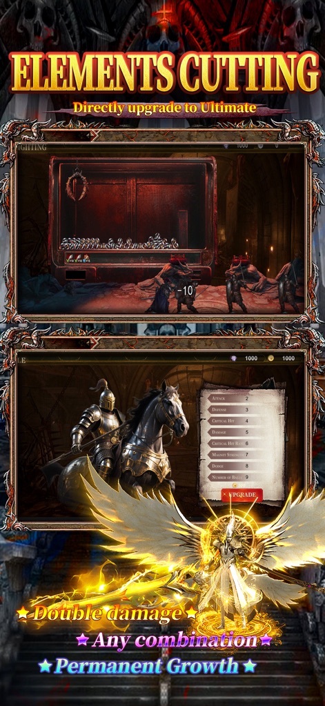 Abyssal Crusader-God of Honor - Experience dynamic combat with clear damage indicators and witness dramatic character evolution through stunning angelic transformations within the app.