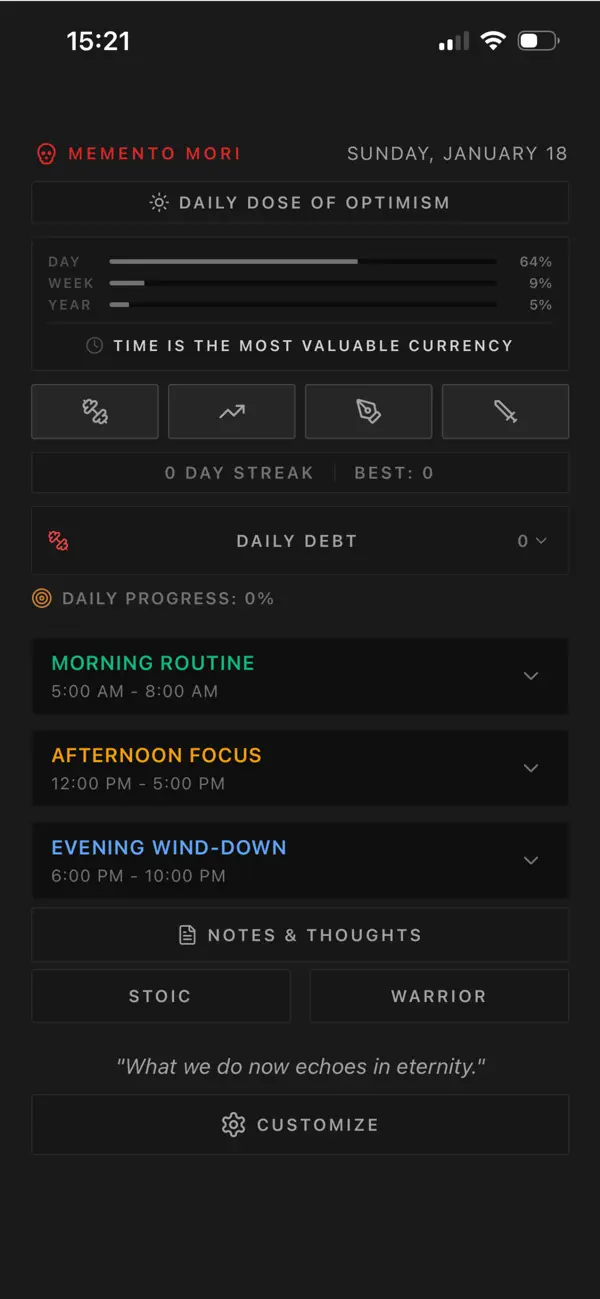 Screenshot #1 pour Daily Warrior Dashboard