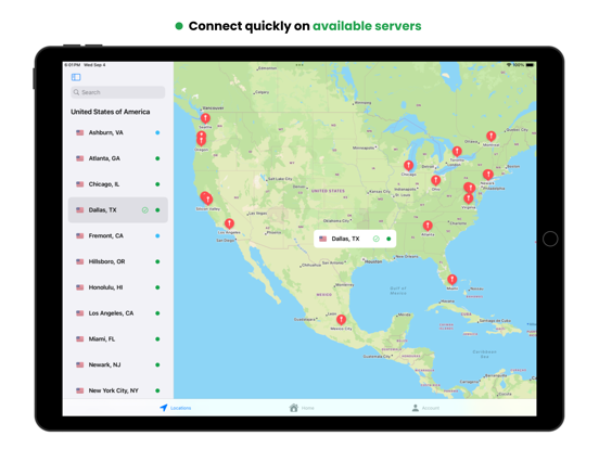 Serverless VPN - UpVPN iPad screenshot