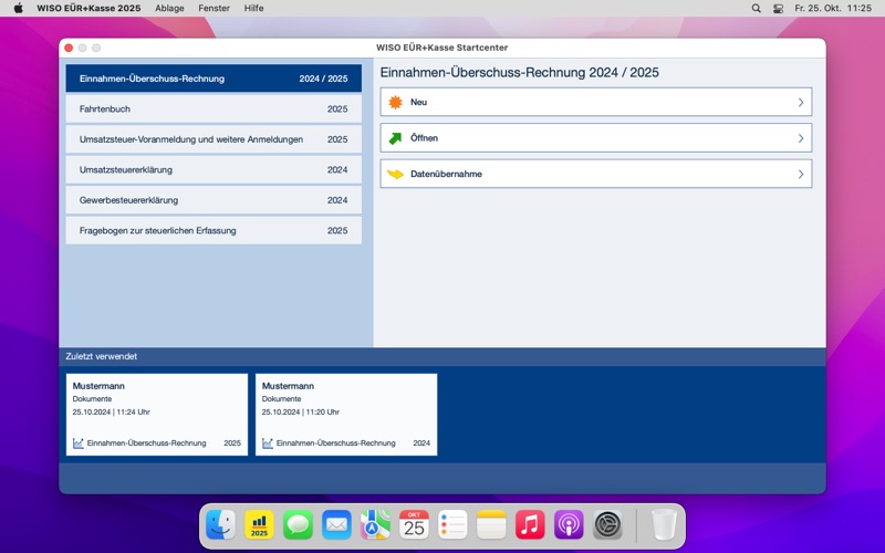 WISO EÜR+Kasse 2025 Screenshot