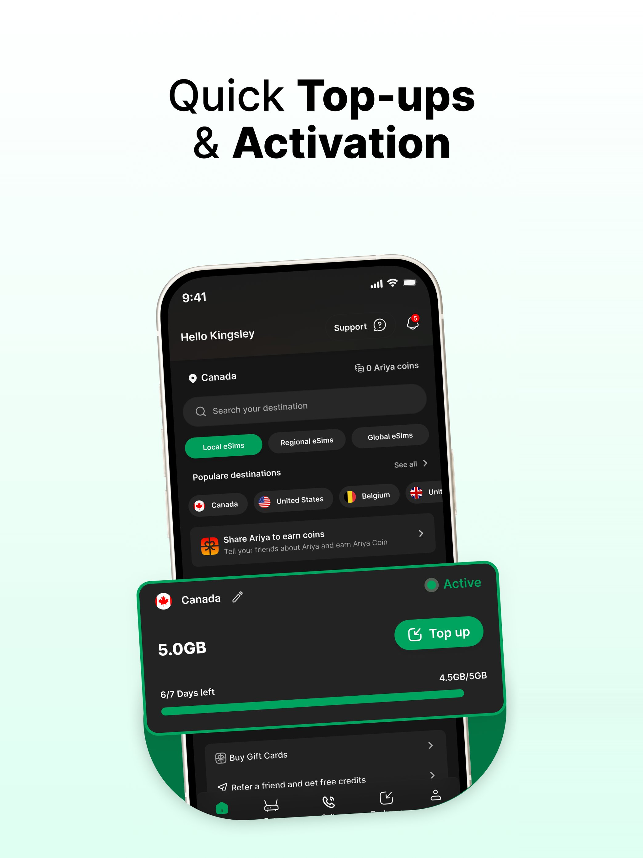 Ariya: eSIM Travel & Giftcards