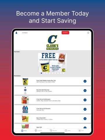 Clark Rewards iPad screenshot