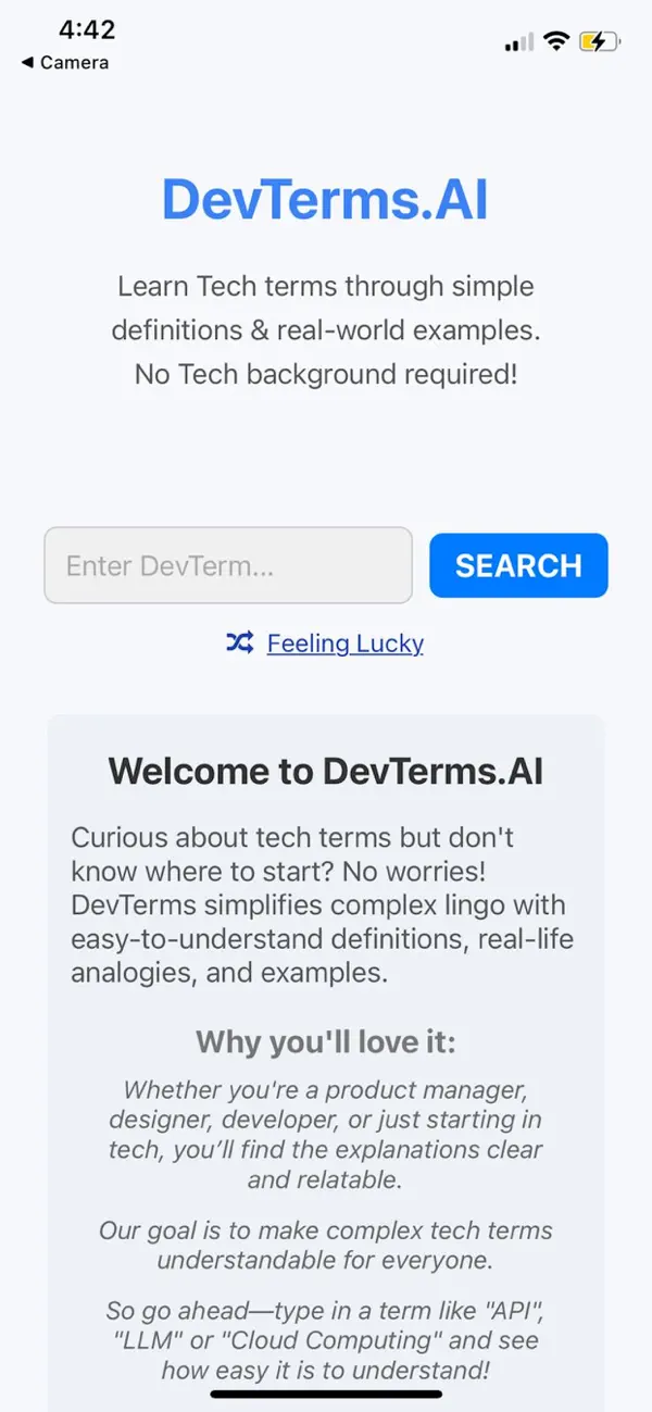 #1. Devterms.AI (iOS) Av: Praveen Kumar