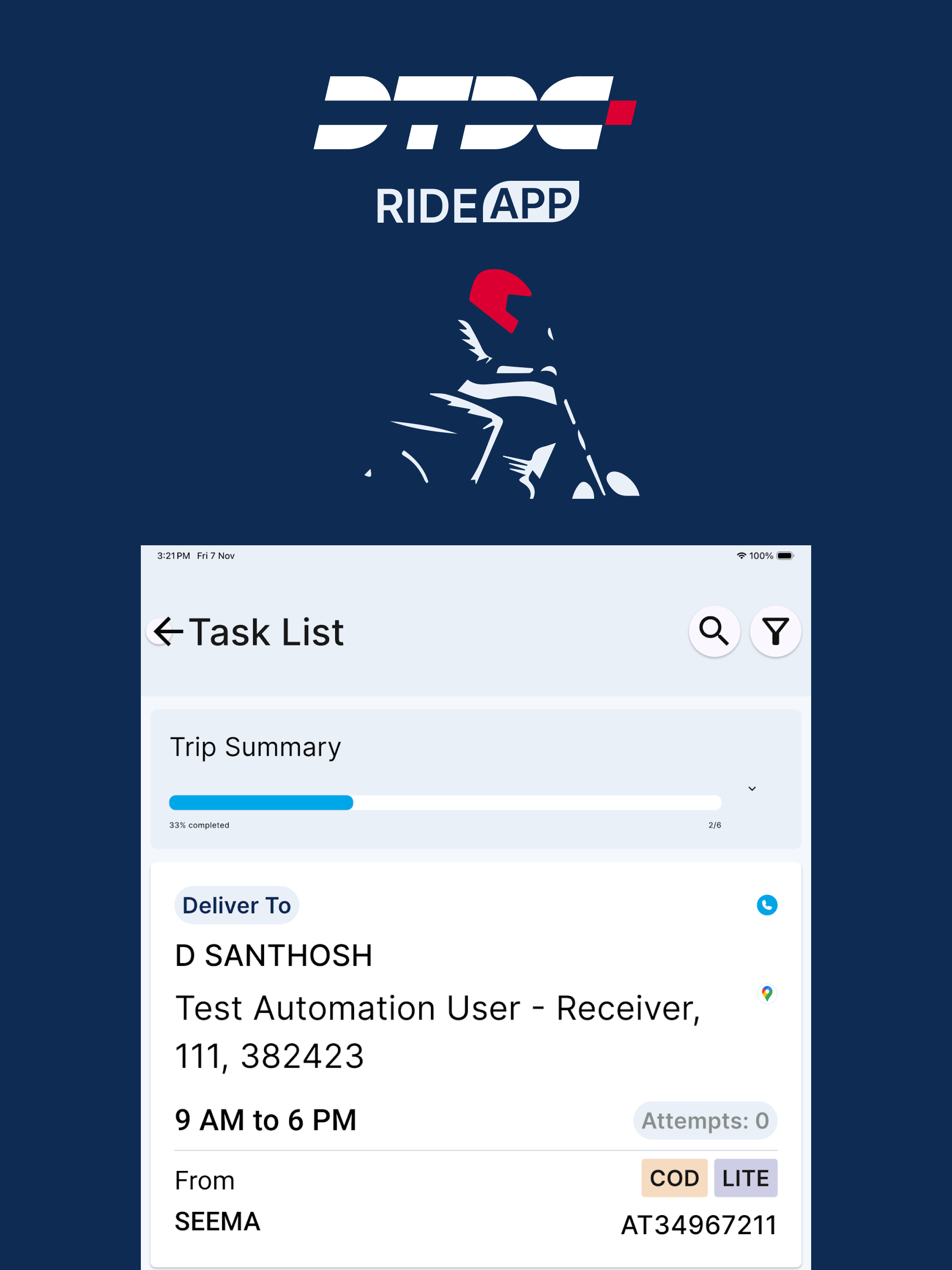 DTDC Ride App