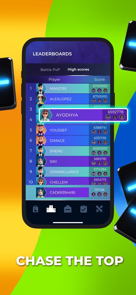 SuperStar: Music Game - プレイヤーは詳細なリーダーボードで自身のスコアと世界中のライバルと比較し、PvPバトルで頂点を目指して競争することができます。