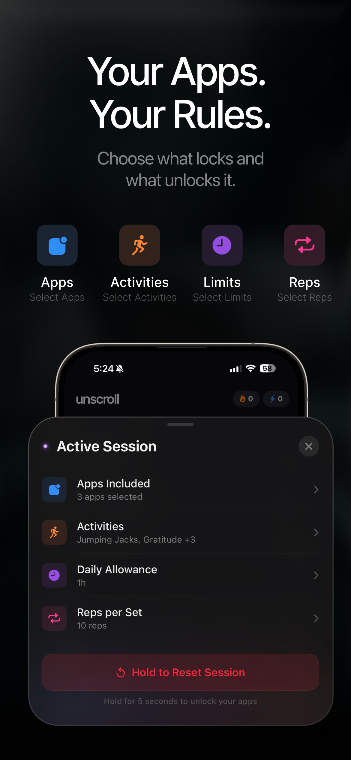 Unscroll: Earn Screen Time