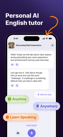 JustSpeak – AI English Tutor iPhone screenshot