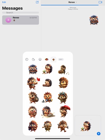 Explorer Hedgehog Stickers iPad screenshot