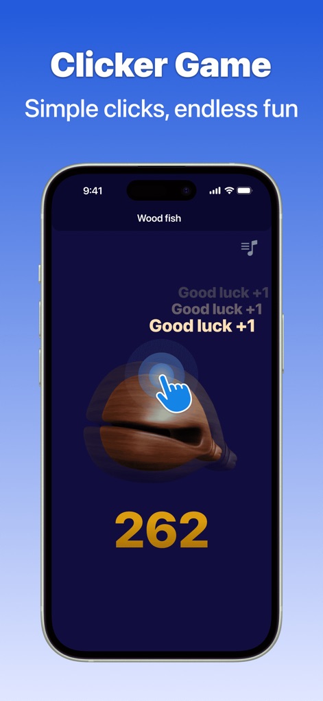 OP Auto Clicker: Automatic Tap - The app showcases its versatility with engaging features like the "Wood fish" clicker game, demonstrating precise "simple clicks" and fostering entertainment alongside utility.