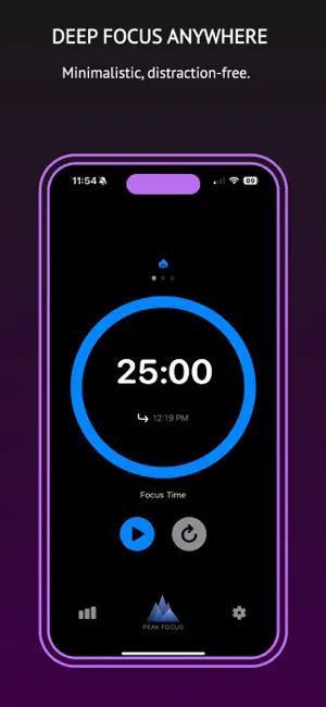 Peak Focus Pomodoro Timer screenshot 1