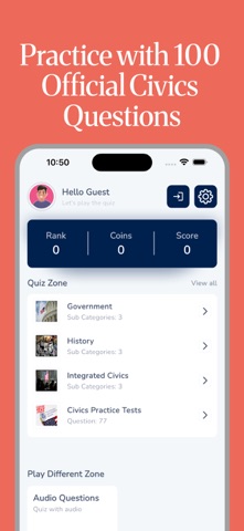 USCIS Civics Test 2025 Prep iPhone screenshot