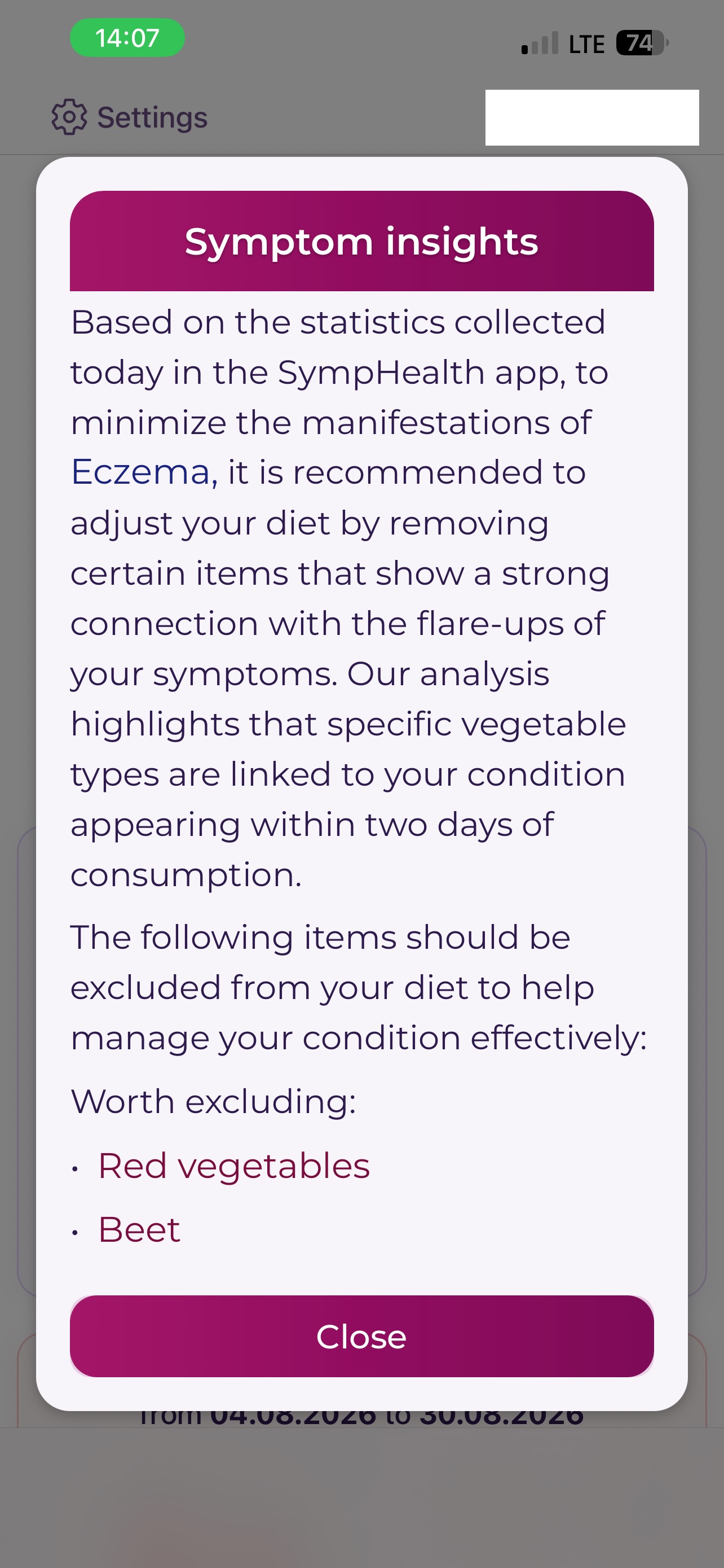 Screenshot 7 of SympHealth: Food & Symptoms