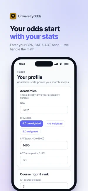 UniversityOdds screenshot 1