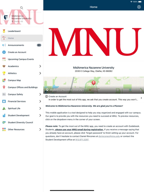 MidAmerica Nazarene University iPad screenshot 1 - Education app