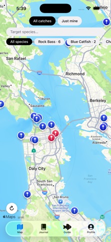 BiteMap - Fishing Hotspots iPhone screenshot