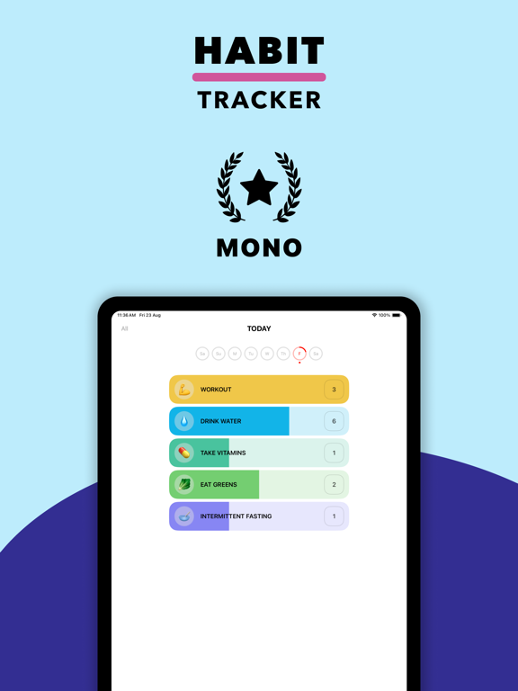 Habits & Daily Routines - Mono iPad screenshot 1 - Productivity app