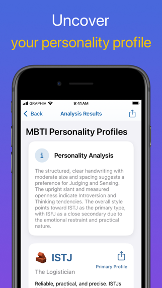 Graphia: Handwriting Analysis iPhone screenshot 4 - Lifestyle app