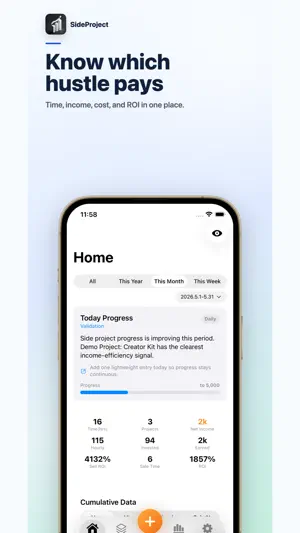 SideProject: Side Hustle ROI screenshot 1