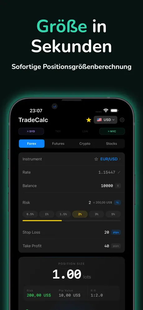 TradeCalc Positionsgröße — iPhone-Screenshot 1