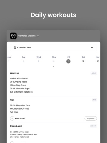 Centered CrossFit iPad screenshot