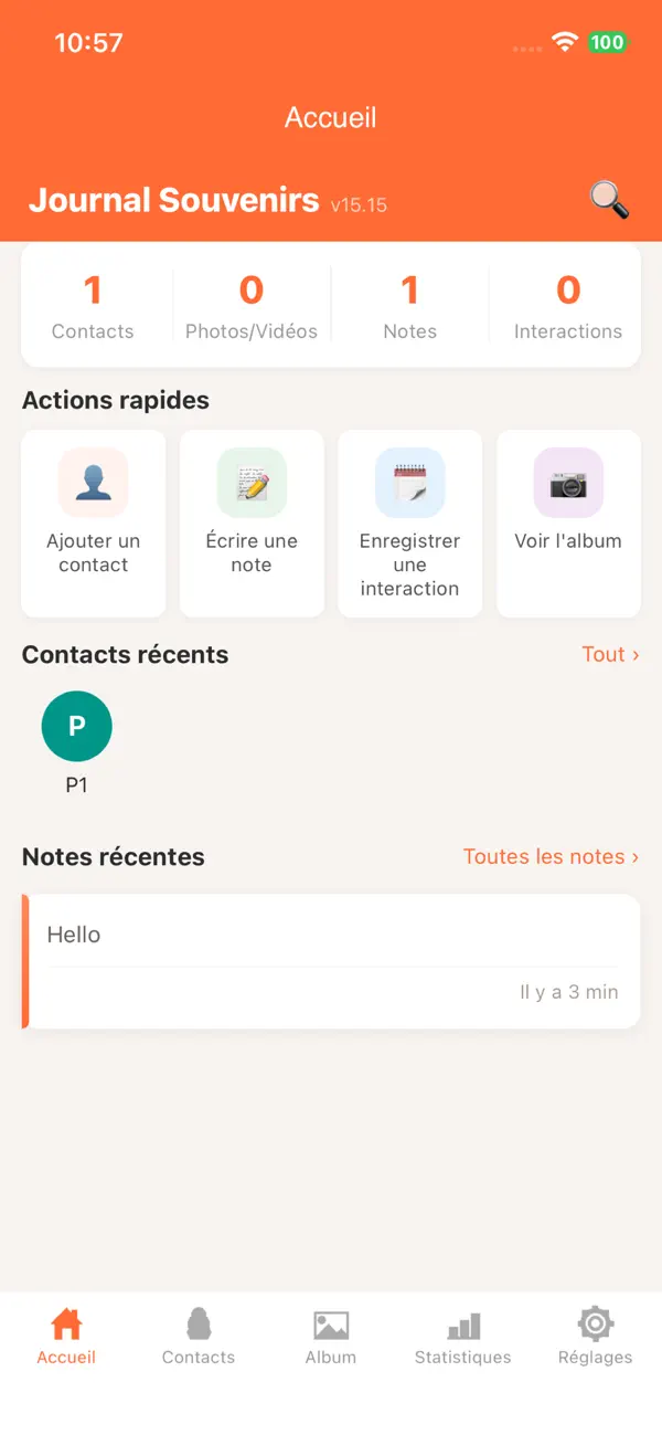 Screenshot #1 pour Journal Souvenirs avec Gens