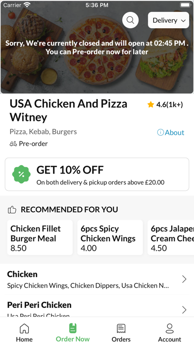 USA Chicken And Pizza Witney Screenshot