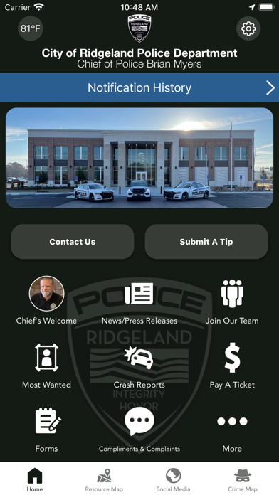 Ridgeland Police Department Screenshot
