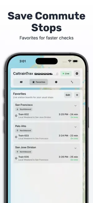 CaltrainTrax screenshot 2