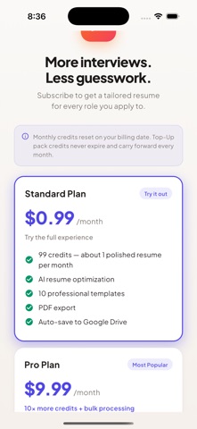 Resume AI Optimizer iPhone screenshot
