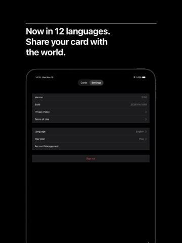 Digital Business Card SA iPad screenshot