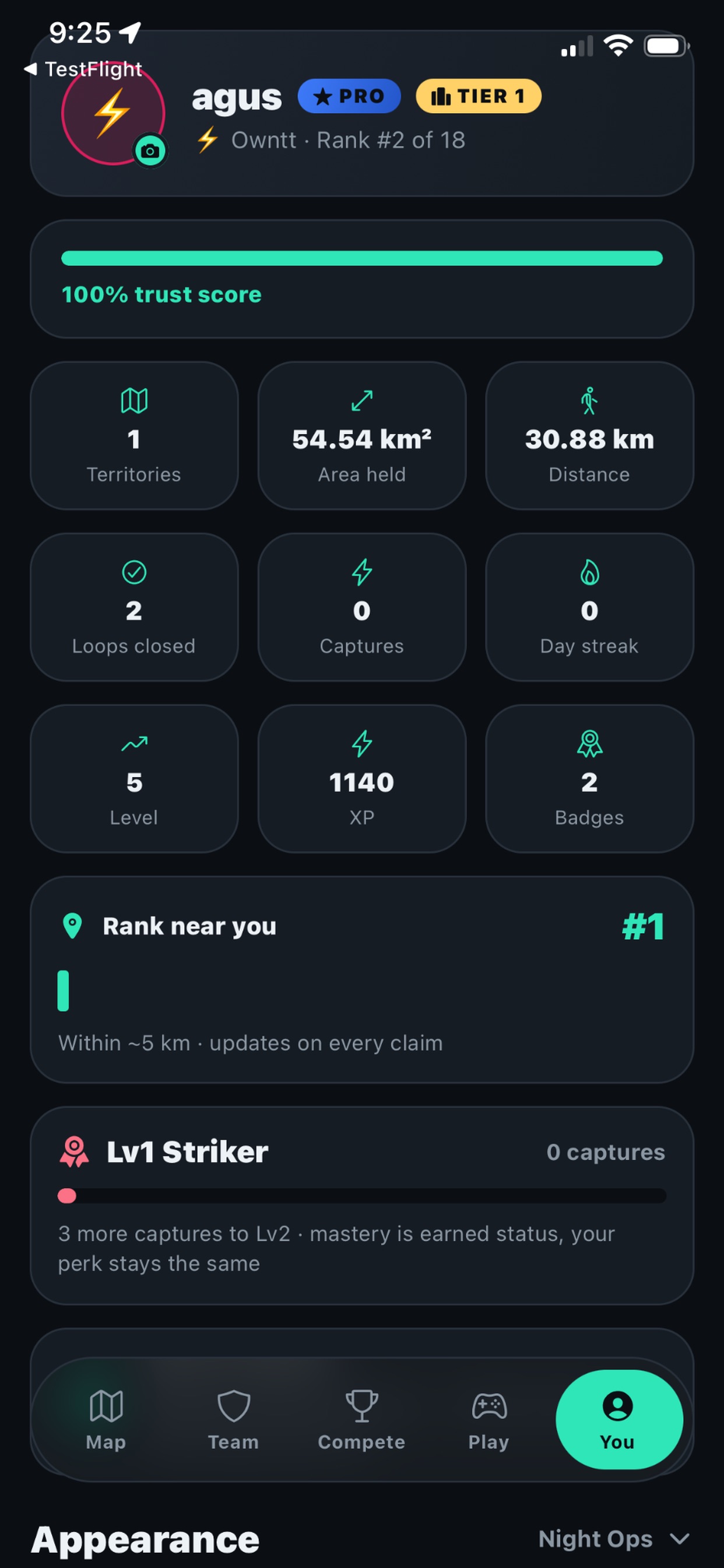 Screenshot 1 of TerraLoop: GPS Territory Game