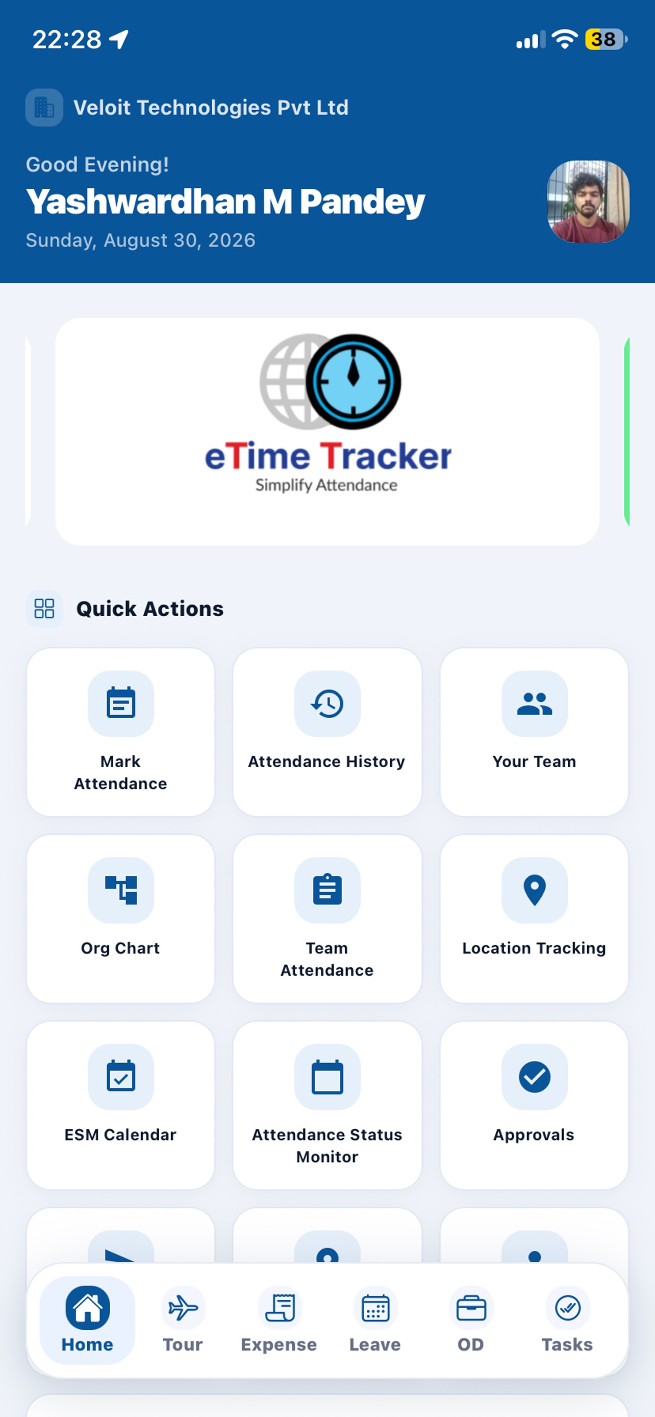 Screenshot 1 of Veloit eTimeTracker Attendance