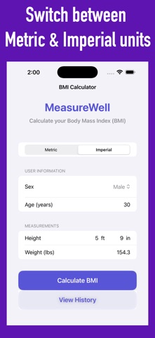 MeasureWell – BMI Calculator screenshot