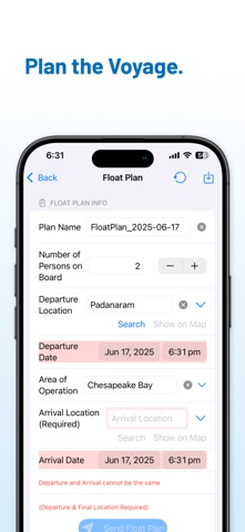 Float Plan Messenger iPhone screenshot