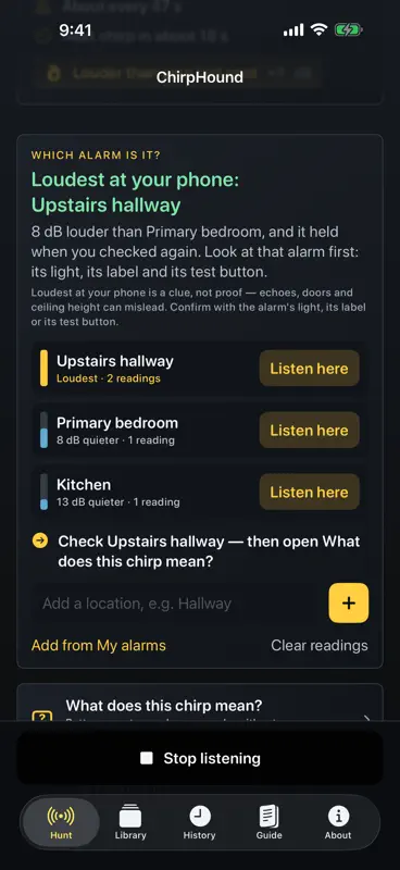 ChirpHound: Smoke Alarm Finder screenshot 2 of 8