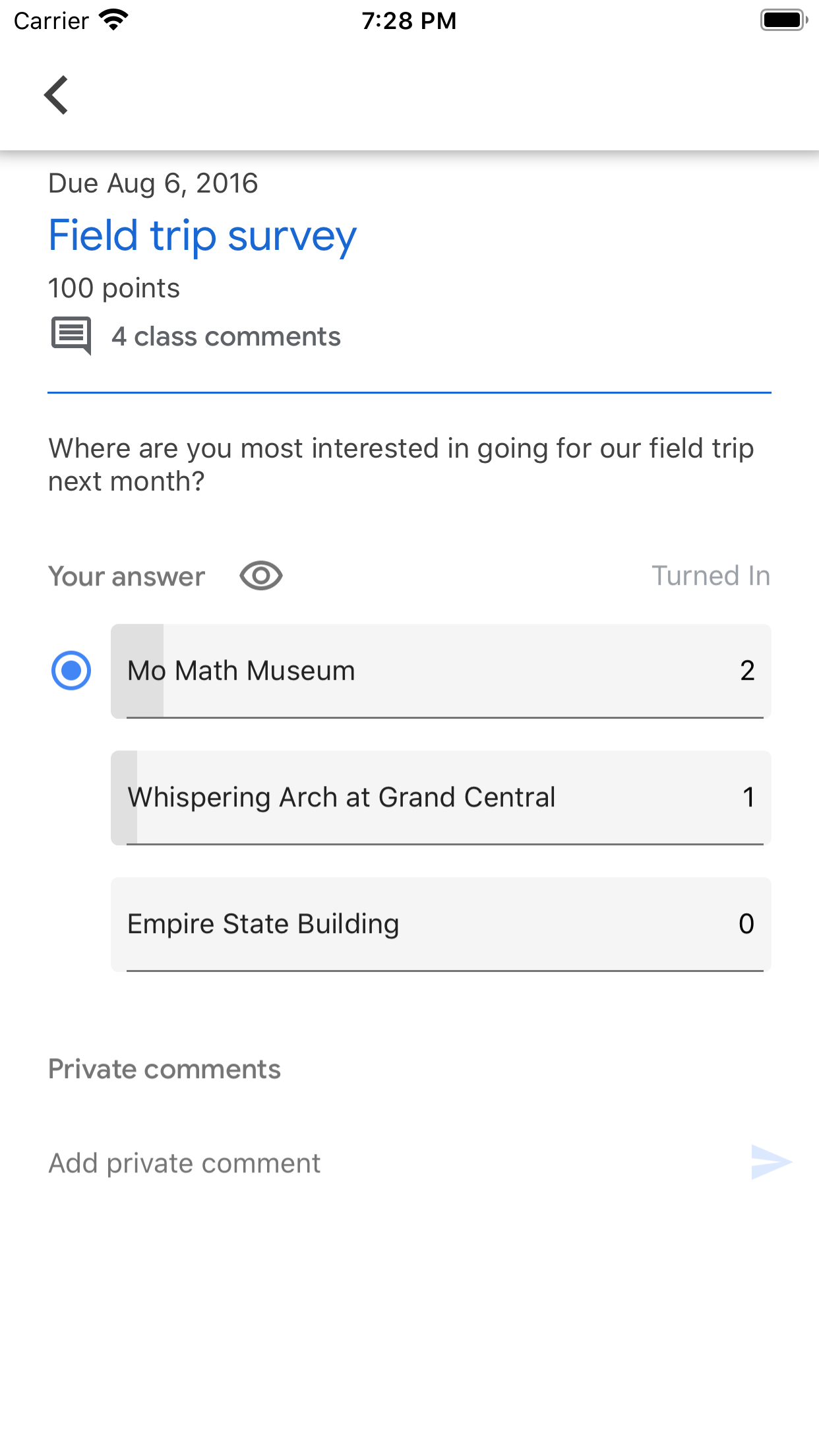 Google Classroom screenshot 3