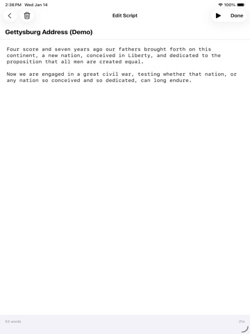 VoicePrompter AI Teleprompter iPad screenshot