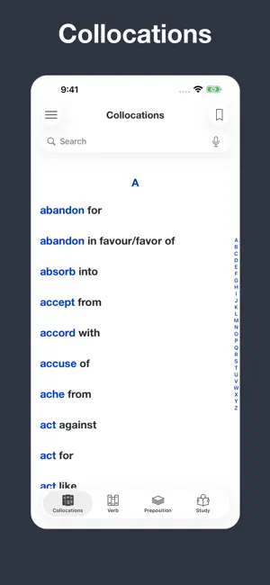 Verb Preposition Collocations screenshot 1