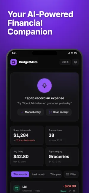 Budgetmate - AI Budget Tracker screenshot 1