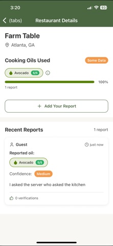 OilCheck: Restaurant Oils iPhone screenshot