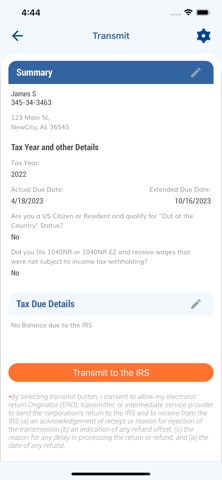 E-file Tax Extension Form 4868 iPhone screenshot