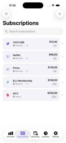PaYoR: Track Subscriptions iPhone screenshot